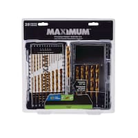 MAXIMUM Precision Point 7-Edge Titanium Drill Bit Set for Wood, Metal, Plastic, 29-pc Front_Flat