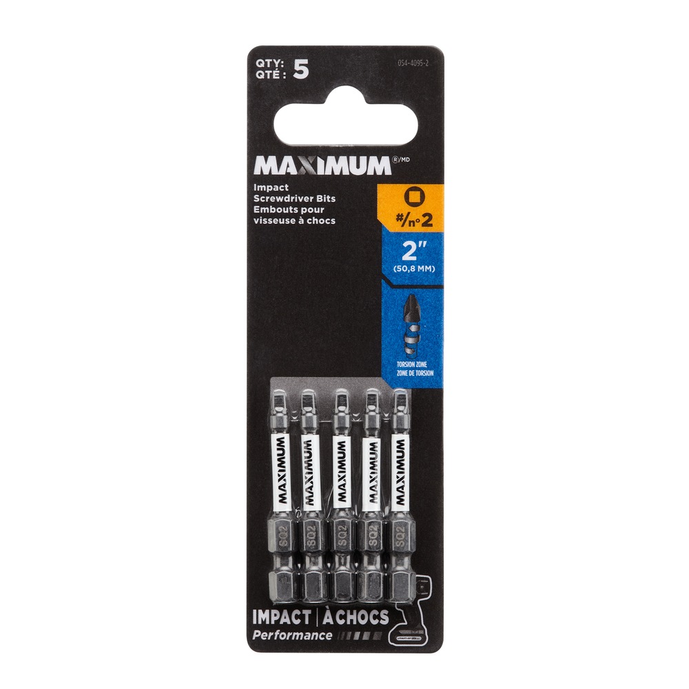 MAXIMUM Impact 2in SQ2 Square Carbide Screwdriver Bits for Metal