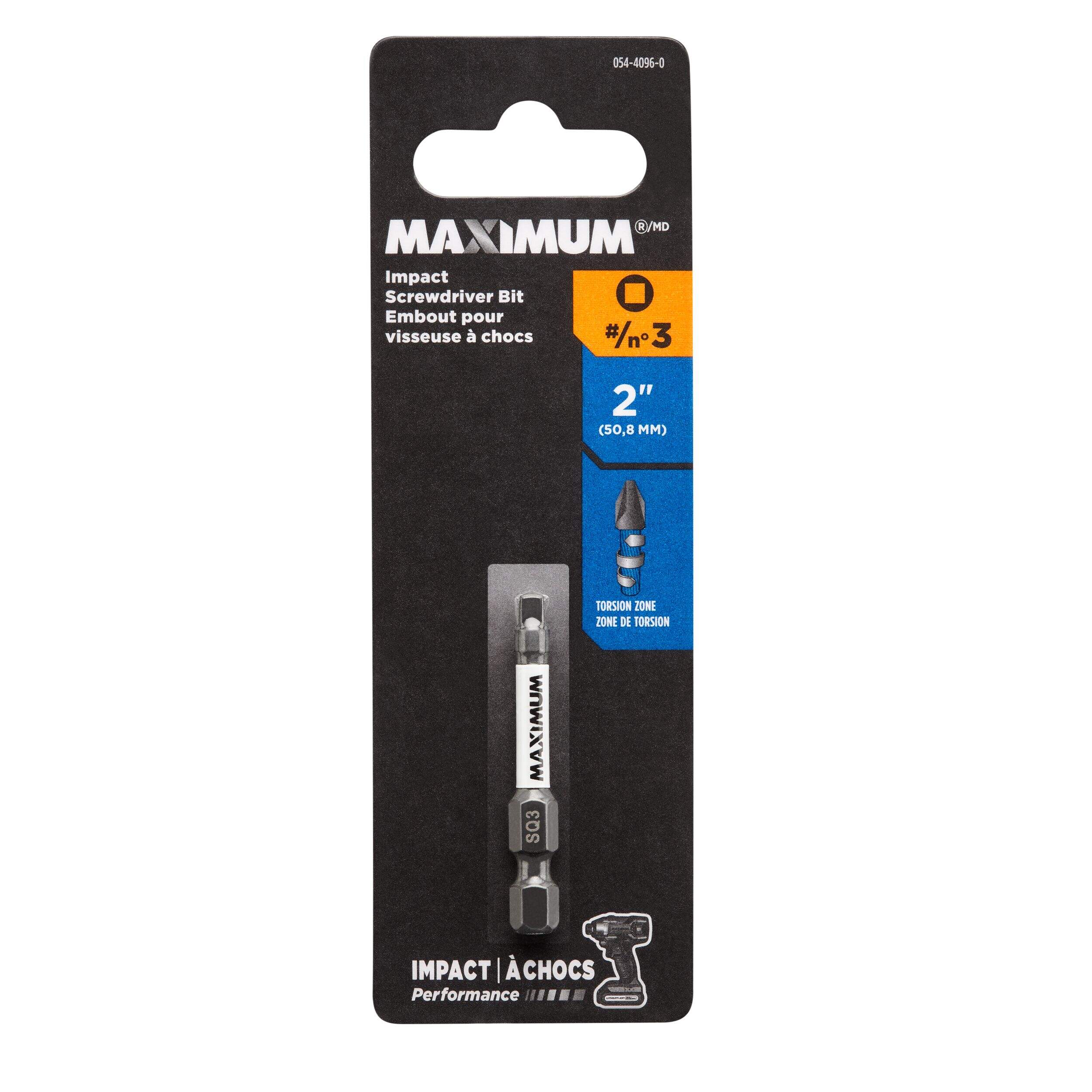 MAXIMUM Square Screwdriver Bit, 3-1/2-in Front_Flat