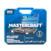Mastercraft HCS Drill & Drive Set for Wood, Metal, Plastic, Masonry, 253-pc Front_Flat