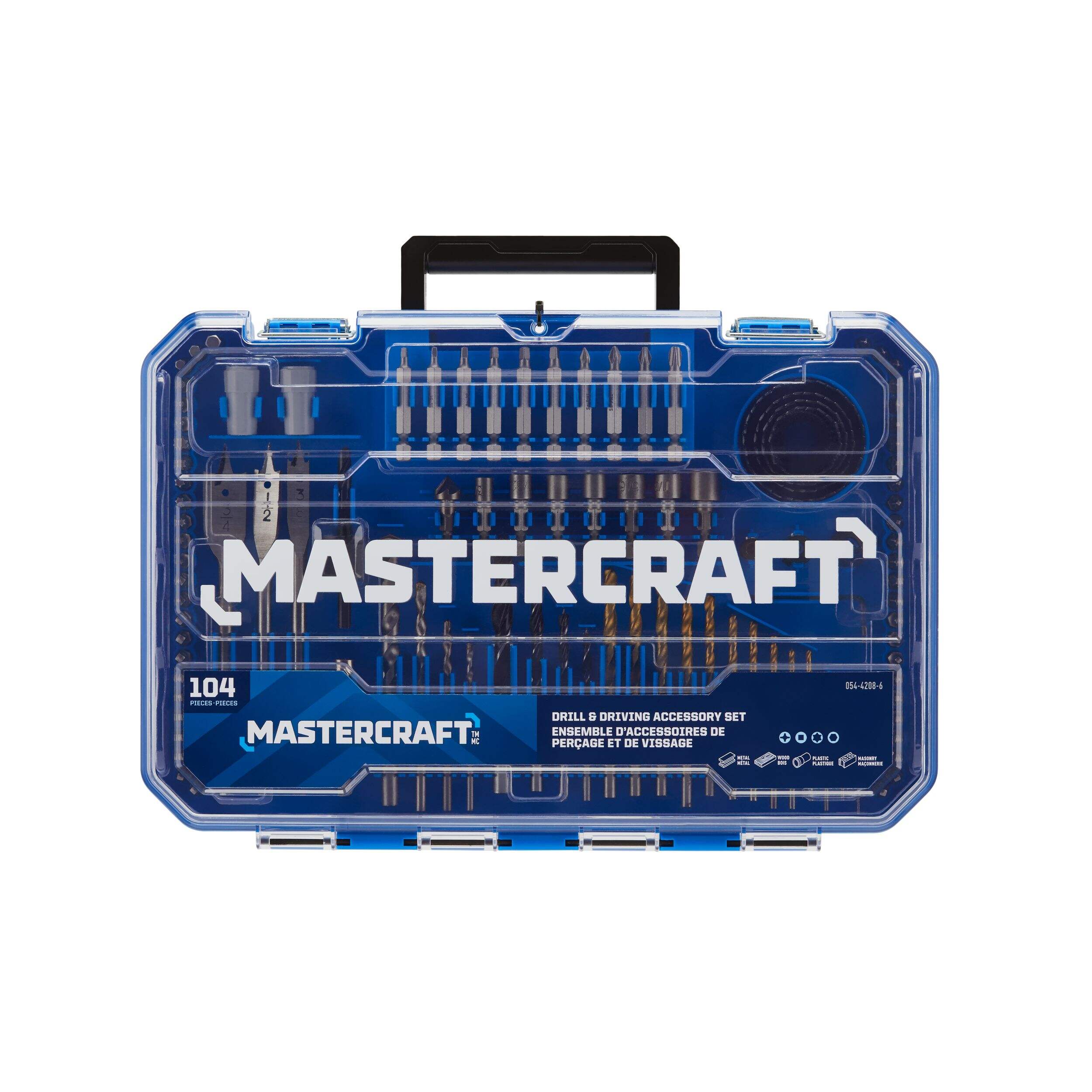 Mastercraft HCS Drill & Drive Set for Wood, Metal, Plastic, Masonry, 104-pc Front_Flat