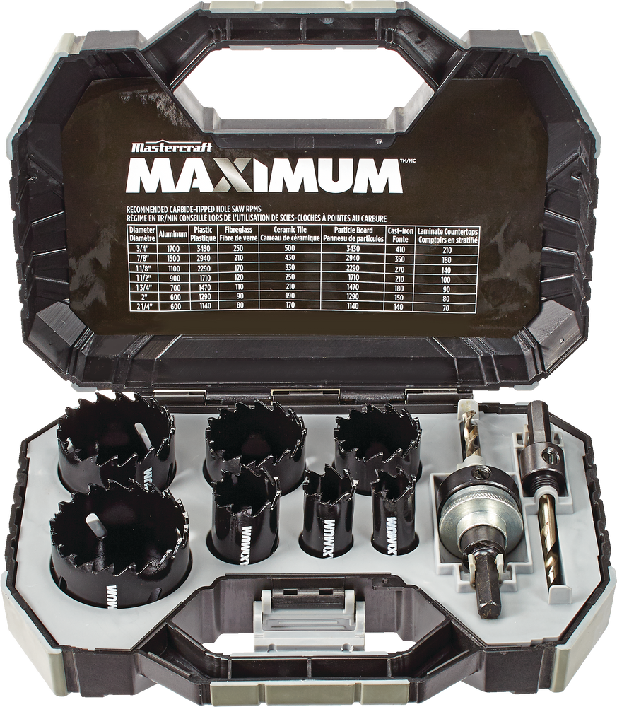 MAXIMUM Plumber's Carbide Tip Hole Saw Set, 9pc Canadian Tire