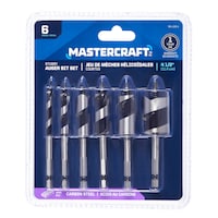 Mastercraft 4-1/2-in HCS Stubby Auger Bit Set for Wood, 6-pc Front_Flat
