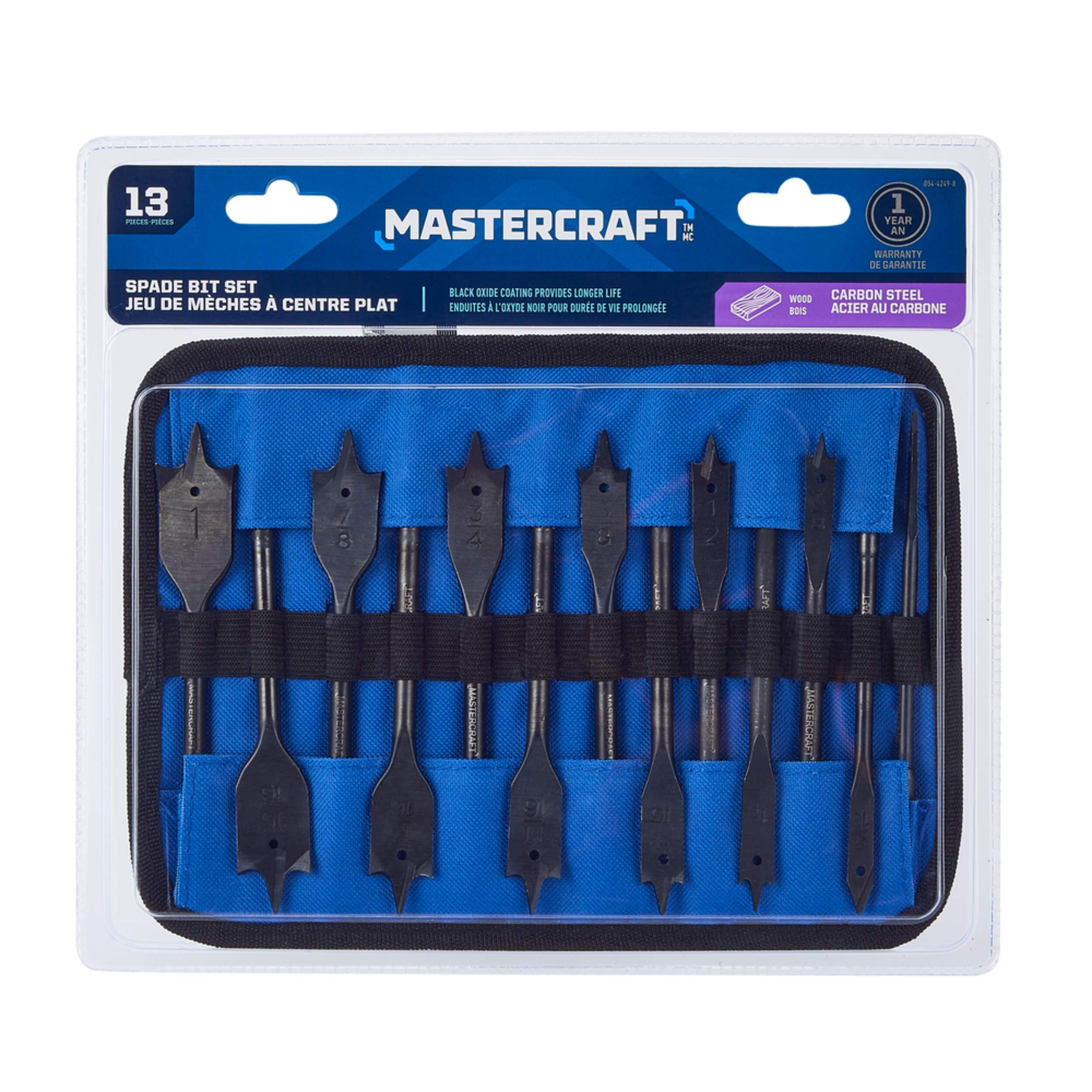Mastercraft HCS Spade Drill Bit Set for Wood, 13-pc Front_Flat