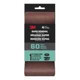 3M 4-in x 36-in Rapid Removal Aluminum Oxide Sanding Belt for Wood, Plastic, Metal Front_Flat