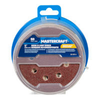 Mastercraft 5-in Assorted Grit Hook & Loop Aluminum Oxide 8-Hole Sanding Disc Set for Wood, Metal, 50-pc