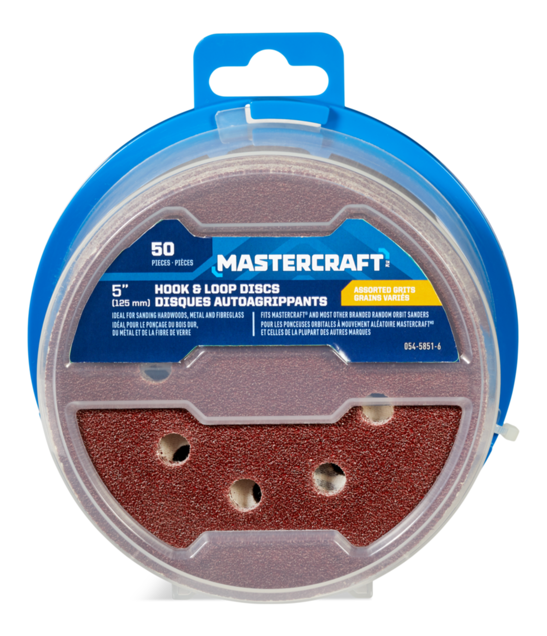 Mastercraft 5-in Assorted Grit Hook & Loop Aluminum Oxide 8-Hole Sanding  Disc Set for Wood, Metal, 50-pc