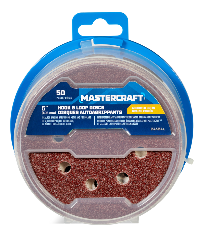 Mastercraft 5in Assorted Grit Hook & Loop Aluminum Oxide 8Hole