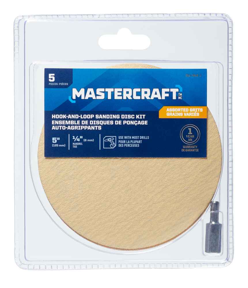 Mastercraft 5in Assorted Grit Hook & Loop Aluminum Oxide Sanding Disc