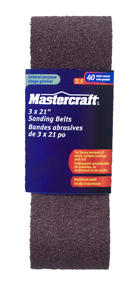 Mastercraft 3 x 21” Sanding Belts 5-Pack, 40 Grit | Canadian Tire