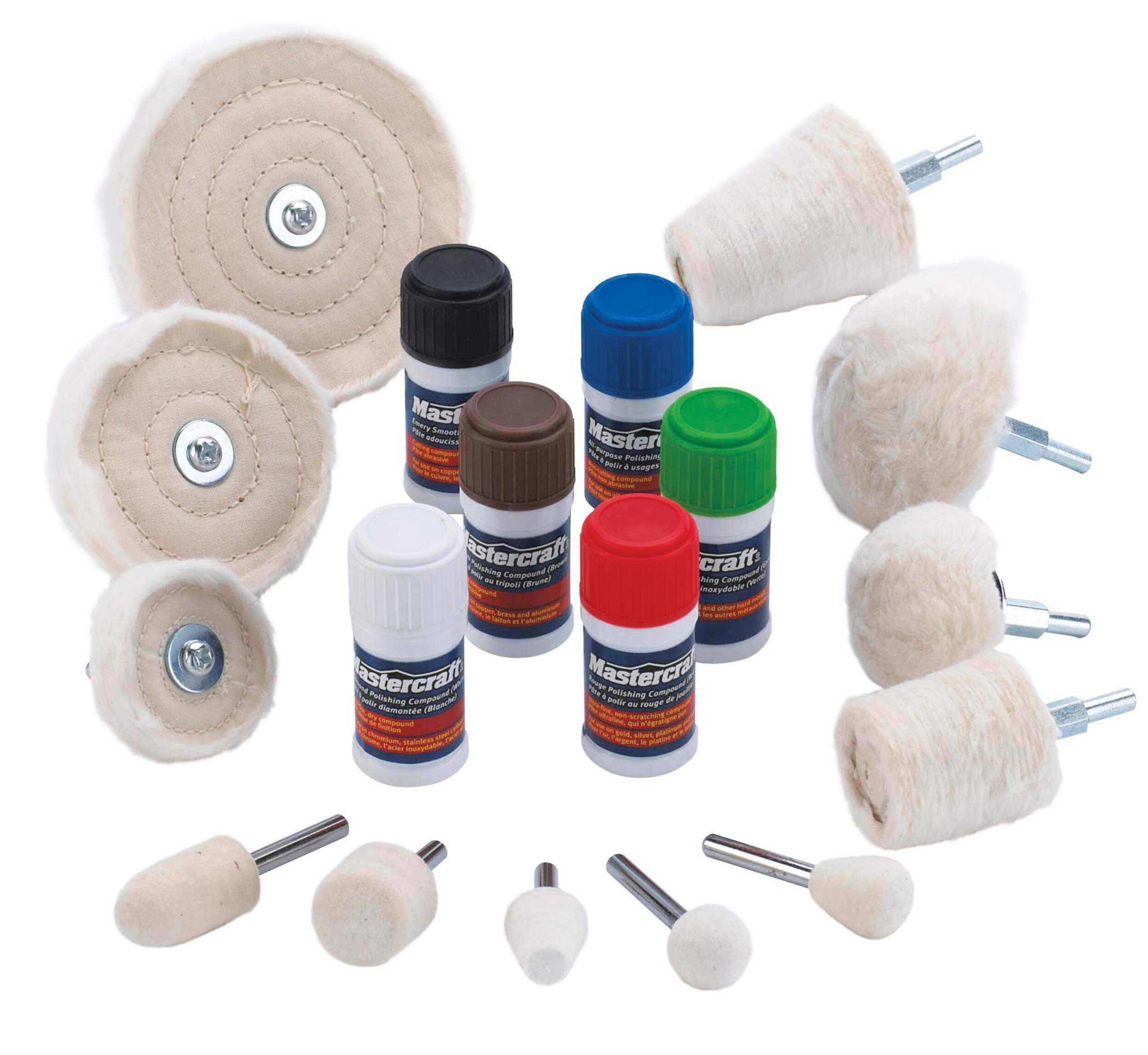 Mastercraft Cloth Buffing & Polishing Set for Wood, Metal, Plastic, 18-pc Composite_or_Mixed