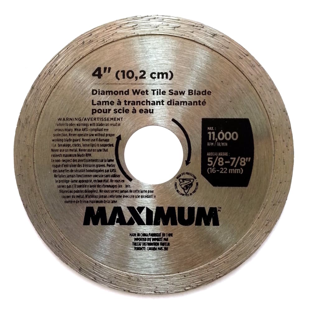 MAXIMUM 4-in Continuous Rim Diamond Coated Circular Saw Blade for  Porcelain, Marble, Slate, Ceramic Canadian Tire