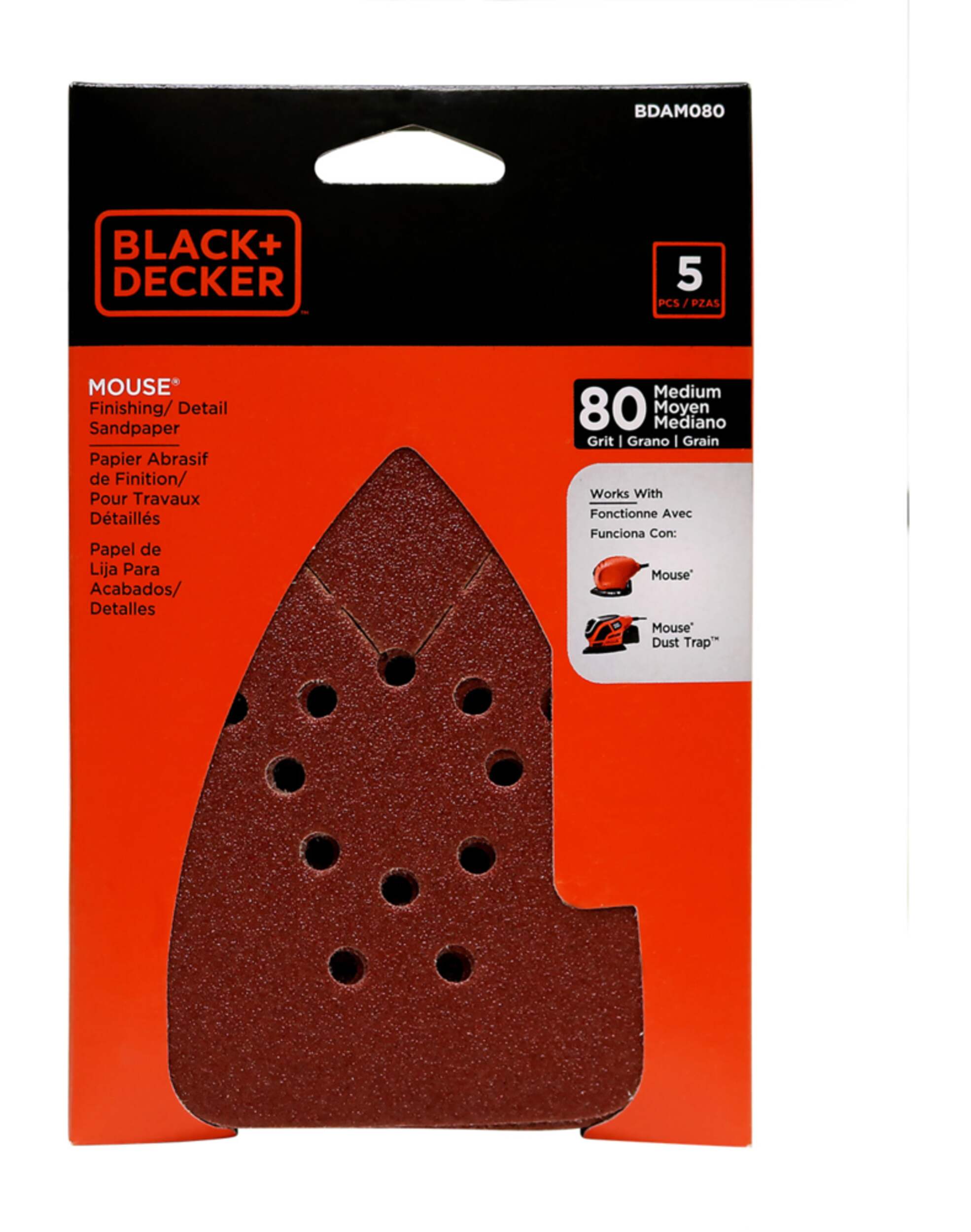 Black & Decker Mouse Sandpaper, 80-Grit, 5-pk Front_Flat
