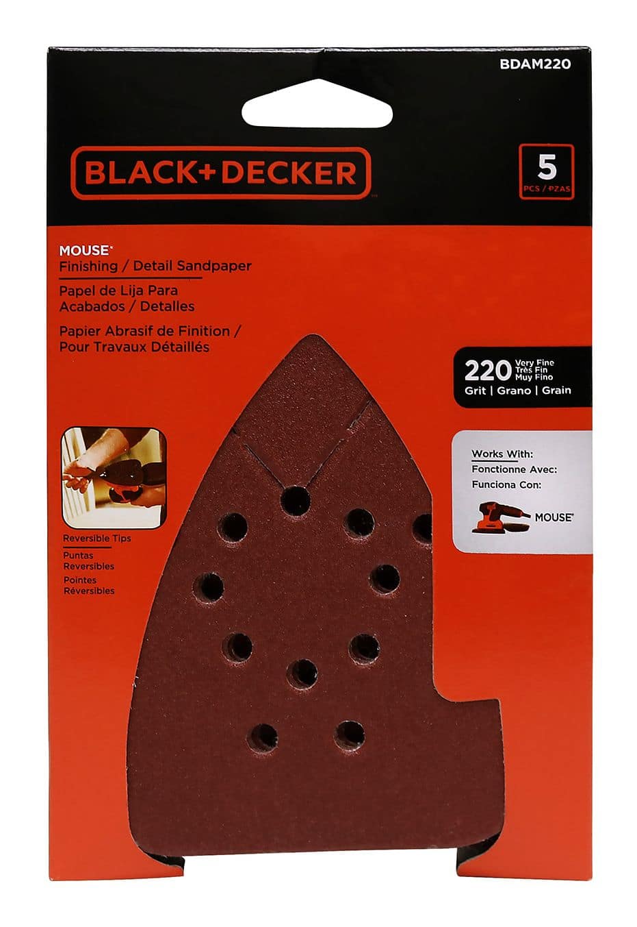 Black Decker Mouse Sandpaper 220 Grit 5 pk Canadian Tire