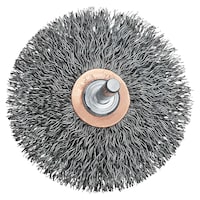 DEWALT DW4903 3-in Crimped Carbon Steel Flat Faced End Wire Wheel Brush 1/4-in Arbor Front_Angled_Right