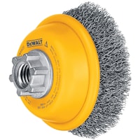 DEWALT DW4920 3 x 5/8-in-11 Crimped Carbon Steel Wire Wheel Brush Back_Angled_Left