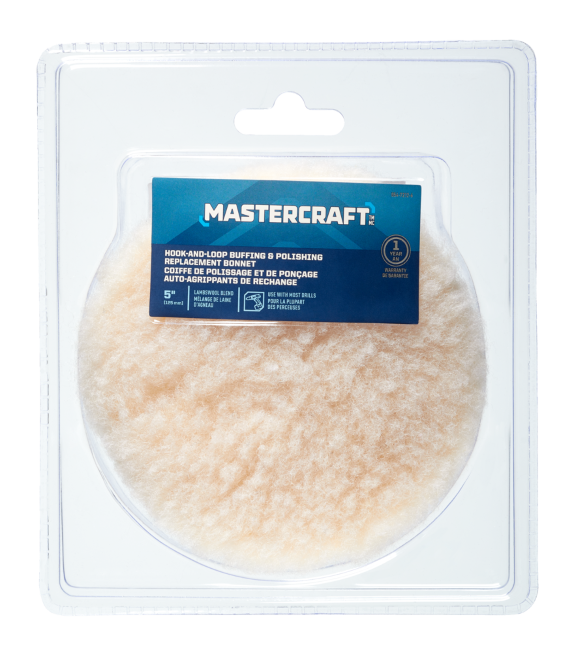 Coiffe de peau de mouton autoagrippante Mastercraft, pour perceuse et polisseuse, 5 po Front_Flat
