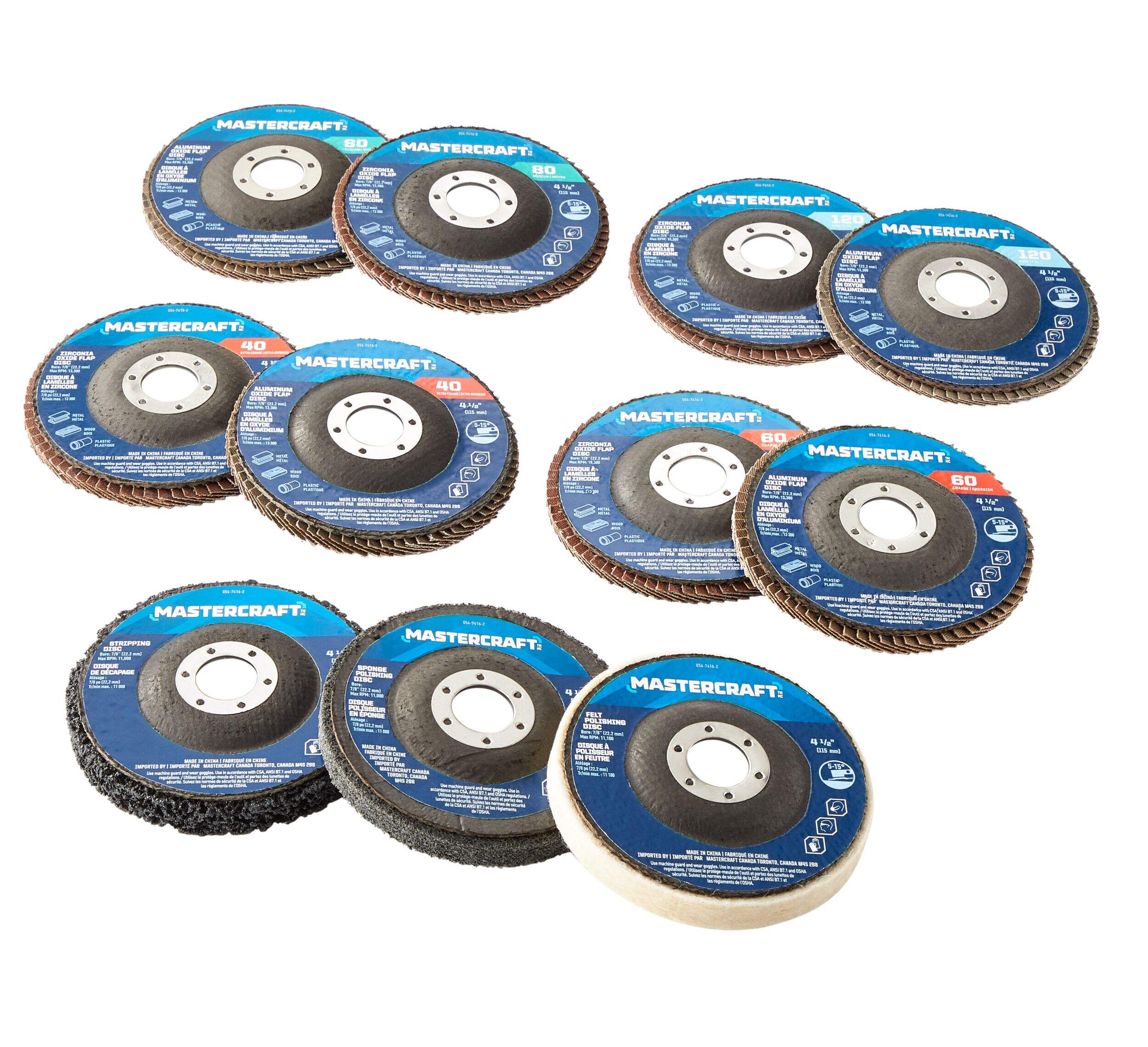Mastercraft 4-1/2-in Flap & Polishing Disc Set for Wood, Metal, Plastic, 11-pc Overhead_Plunge