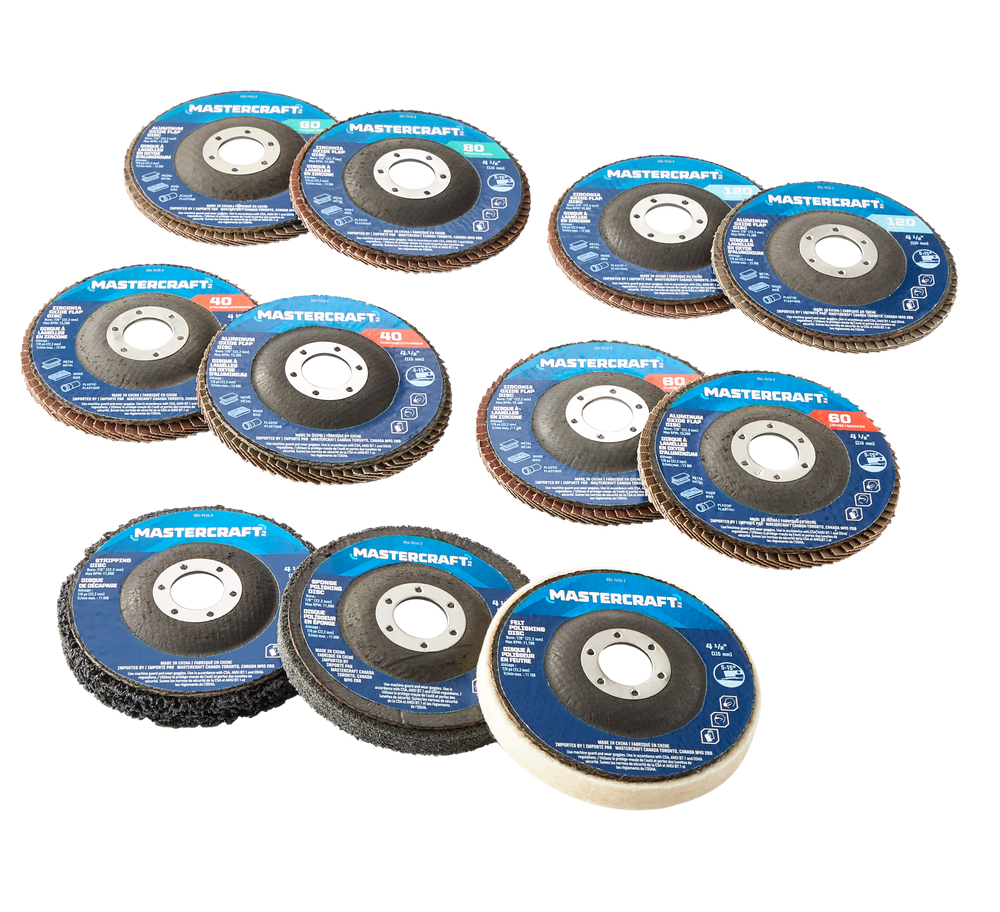 Mastercraft 41/2in Flap & Polishing Disc Set for Wood, Metal, Plastic