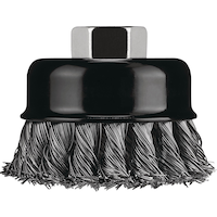 MAXIMUM Carbon Steel Knotted Wire Cup Brush 5/8-in-11 or M10 Arbor Front_Flat