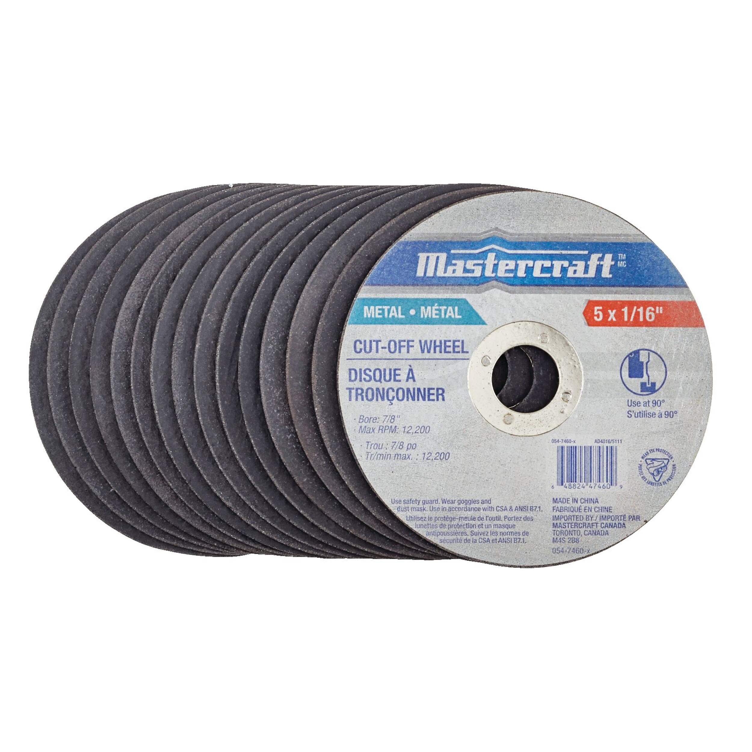 Meules à tronçonner Mastercraft en oxyde d'aluminium pour métal, 5 x 1⁄16 po, paq. 15 Composite_or_Mixed