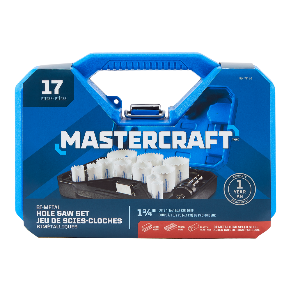 Mastercraft BiMetal Hole Saw Set for Wood, Metal and Plastic, 17pc Canadian Tire