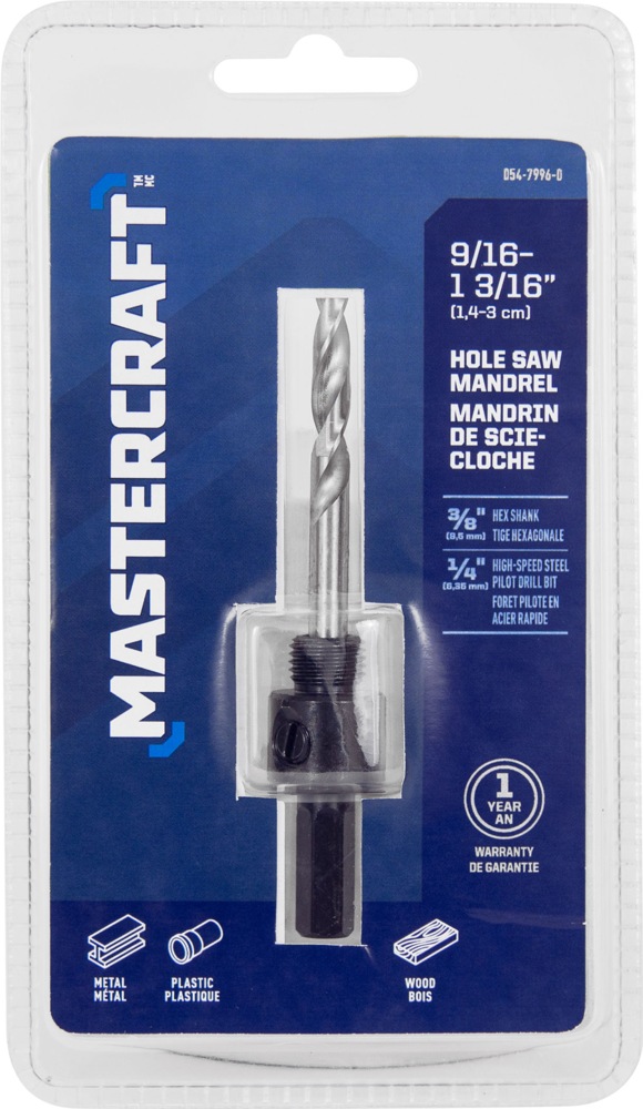 Mastercraft BiMetal Hole Saw Mandrel for Metal, Wood, Plastic Canadian Tire