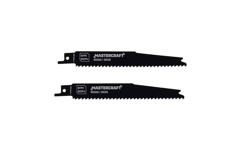 Mastercraft 6in 6 TPI Cobalt Reciprocating Saw Blades for Wood, 2pk