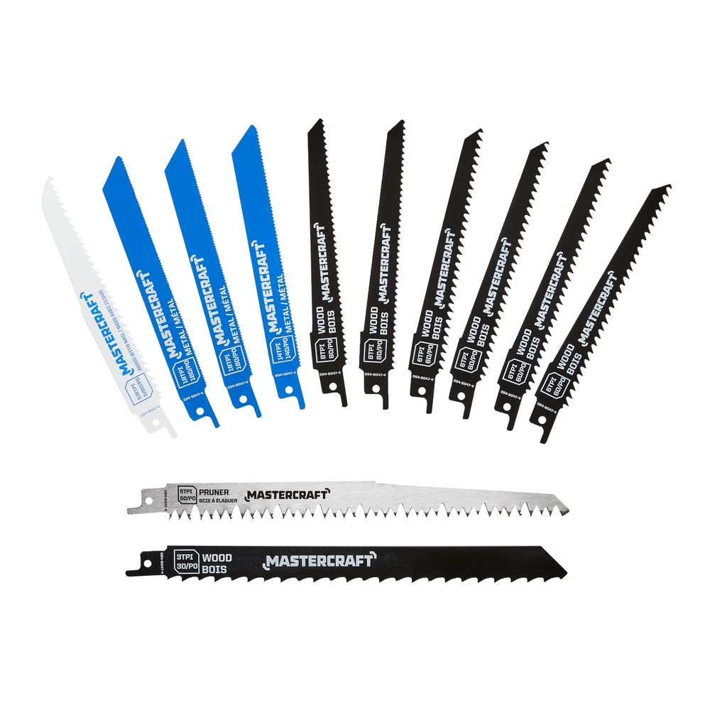 Mastercraft Reciprocating Saw Blade Set for Wood, Metal, 12pc