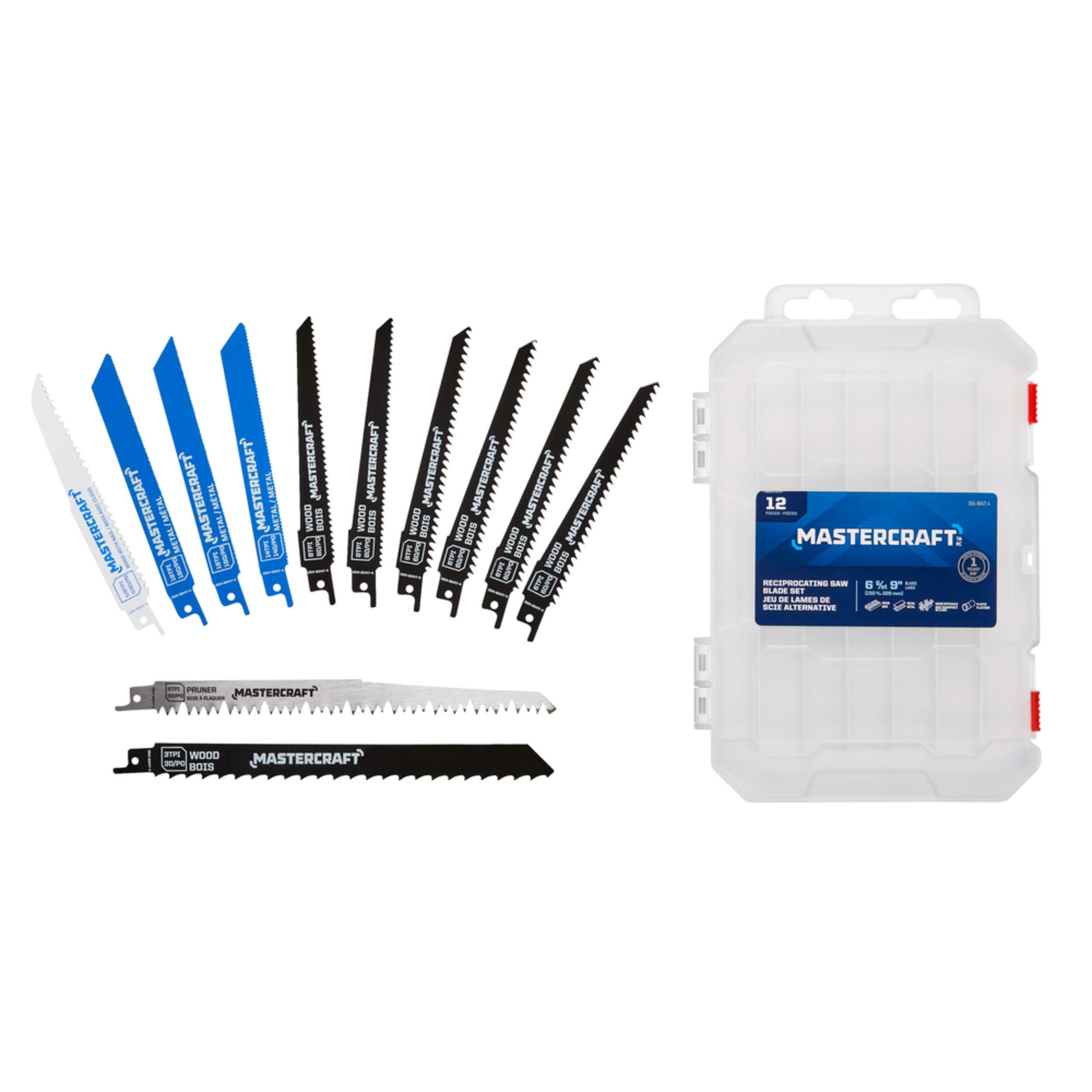 Mastercraft Reciprocating Saw Blade Set for Wood, Metal, 12-pc Composite_or_Mixed