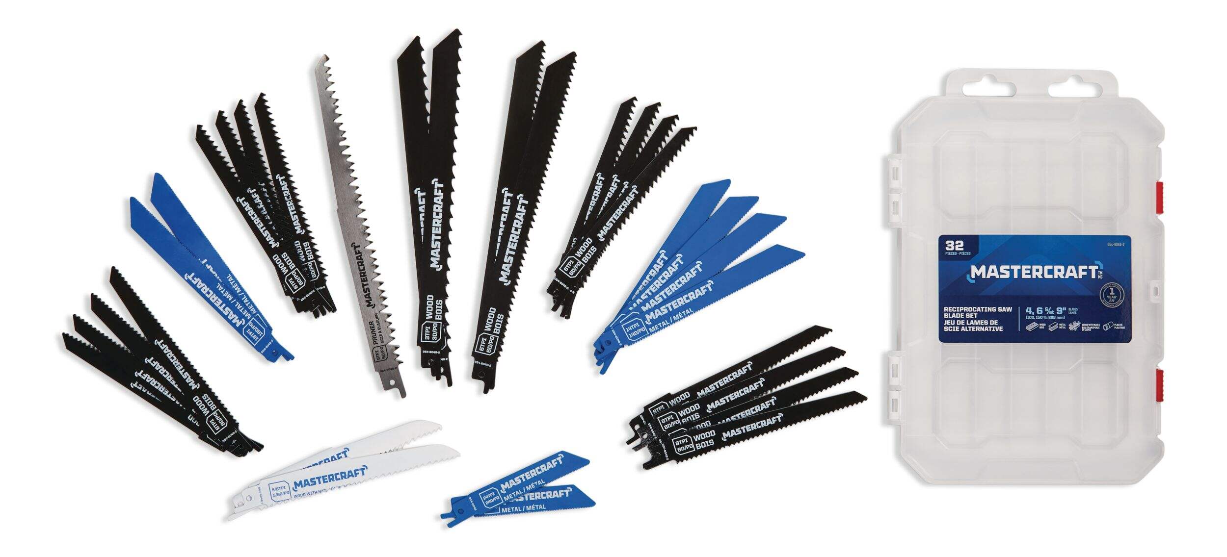 Mastercraft Reciprocating Saw Blade Set for Wood, Metal, 32-pc Composite_or_Mixed