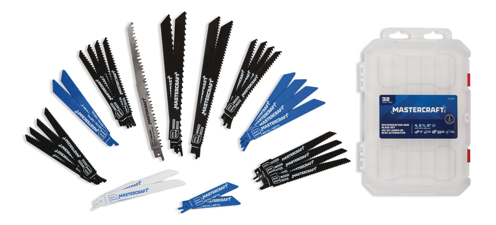 Mastercraft Reciprocating Saw Blade Set for Wood, Metal, 32-pc Overhead_Flat