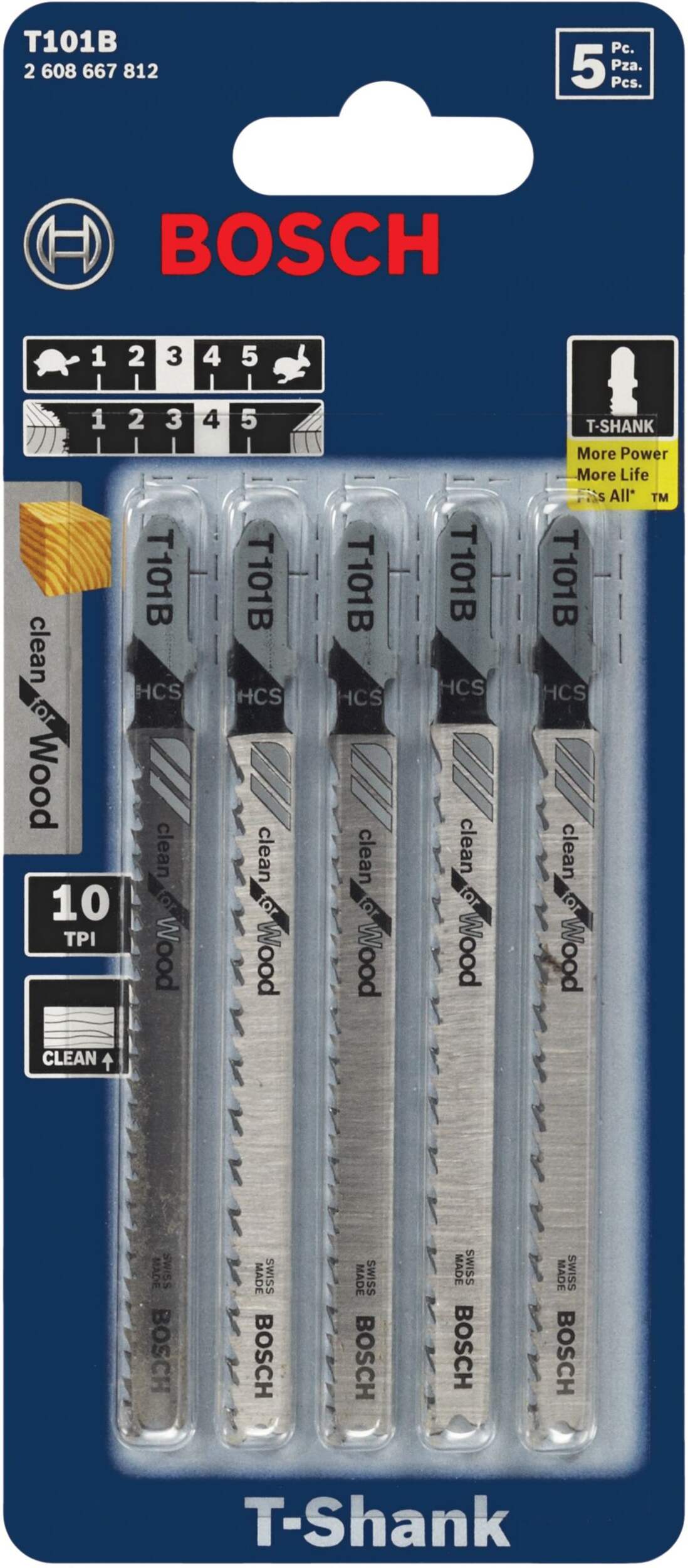 Bosch 2.95-in HCS Jigsaw Blades for Wood, Laminate, Plastic, 5-pk Front_Flat
