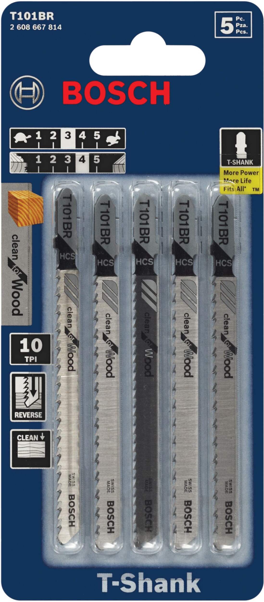 Bosch 3.03-in HCS Jigsaw Blades for Wood, Laminate, Plastic, 5-pk Front_Flat