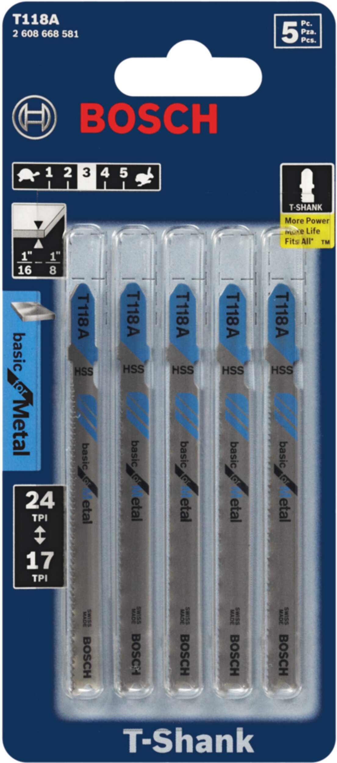 Bosch 2.09-in HSS Jigsaw Blades for Metal, 5-pk Front_Flat