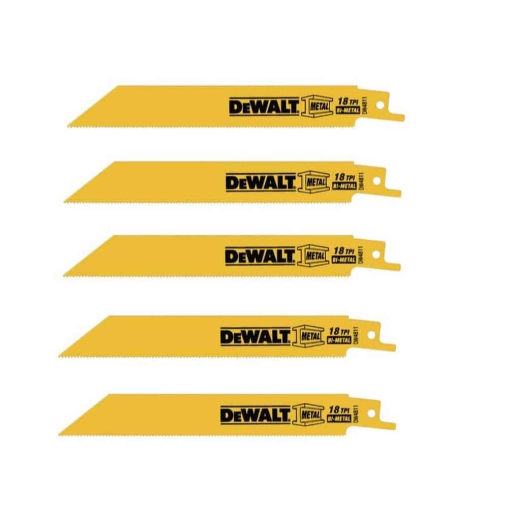 DEWALT 6 in 18 TPI Cobalt Reciprocating Saw Blades for Metal 5 pk