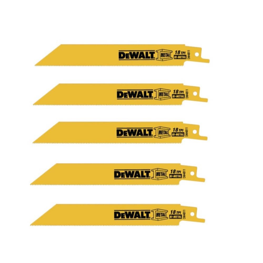 DEWALT 6in 18 TPI Cobalt Reciprocating Saw Blades for Metal, 5pk