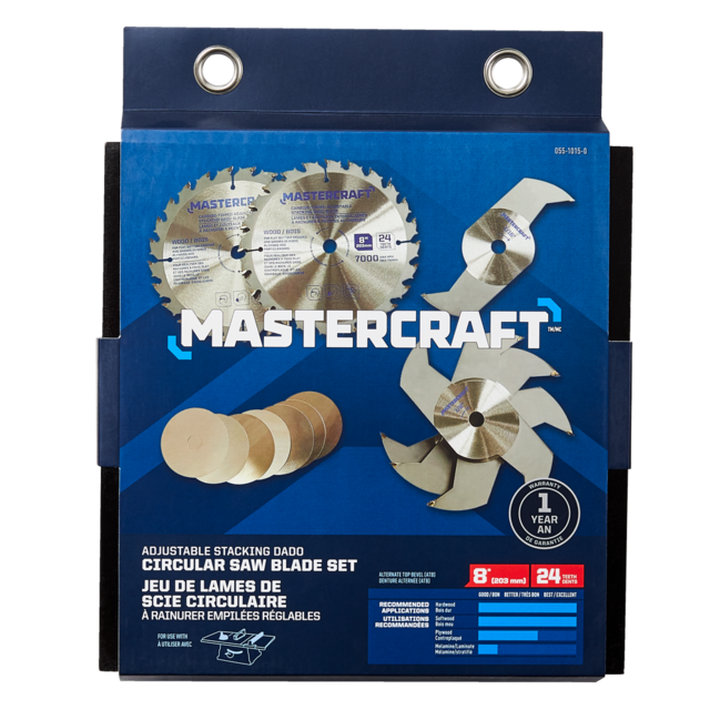 Mastercraft 8in 24T Dado Carbide Tipped Circular Saw Blade Set for