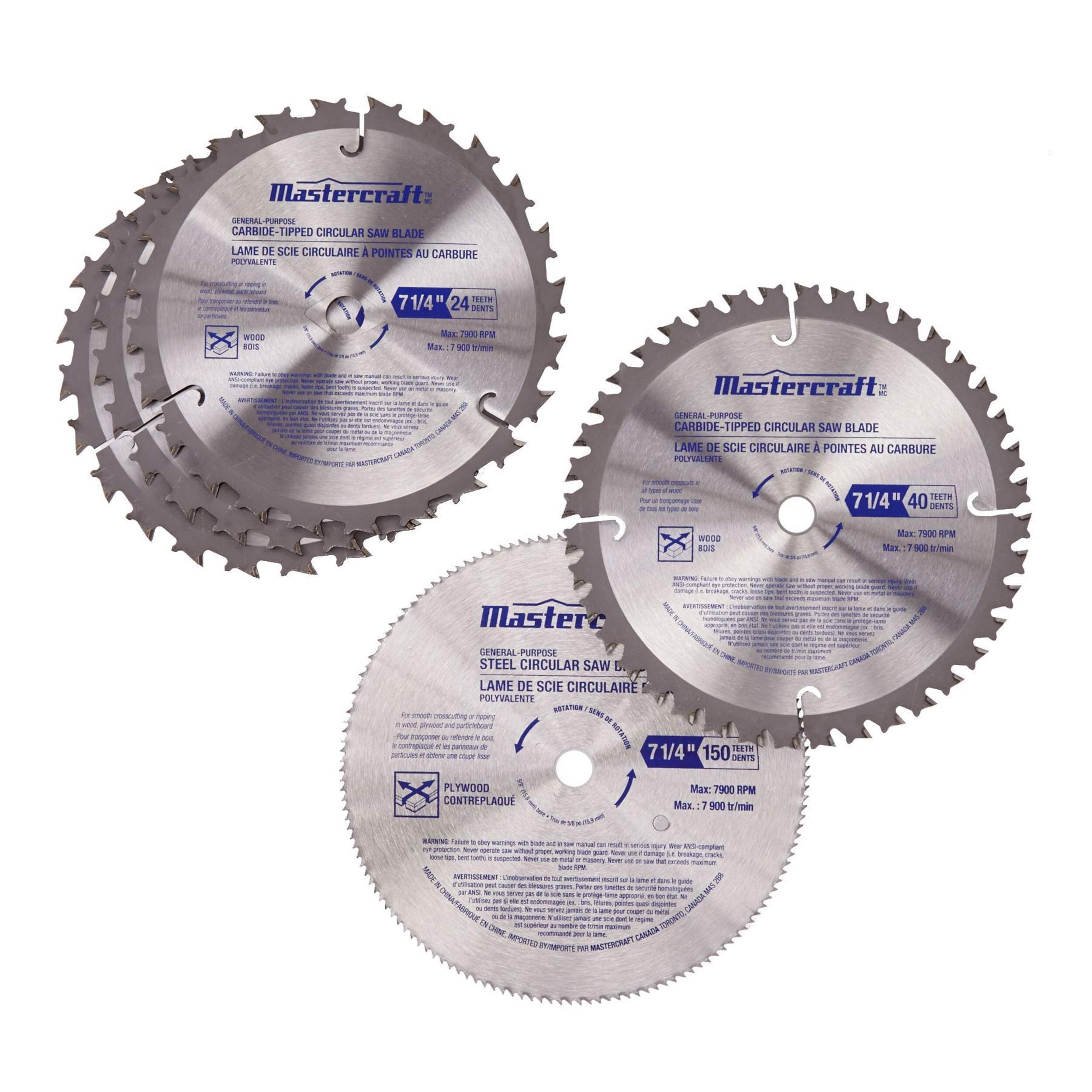 Lames de scie à dents Mastercraft, 7 1/4 po, paq. 5 Composite_or_Mixed