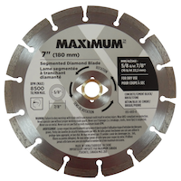 MAXIMUM 7-in 14T Segmented Diamond Coated Rim Blade for Concrete, Cement, Stone