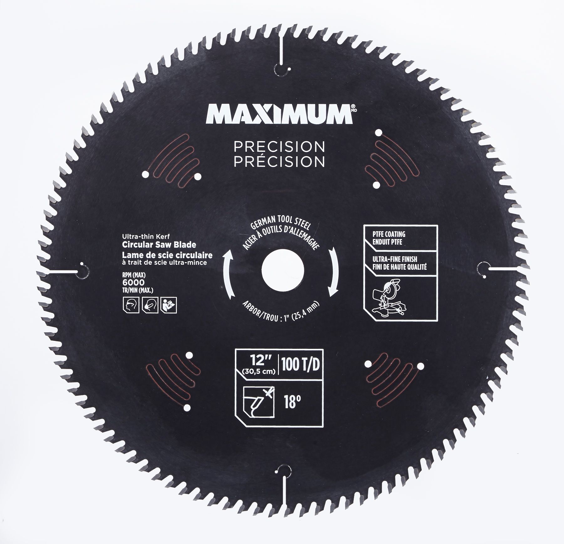 MAXIMUM Precision 12in 100T Carbide Tipped Circular Saw Blade for Wood