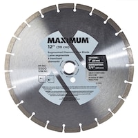 MAXIMUM 12-in 22T Segmented Diamond Coated Rim Blade for Concrete, Cement, Stone Front_Flat