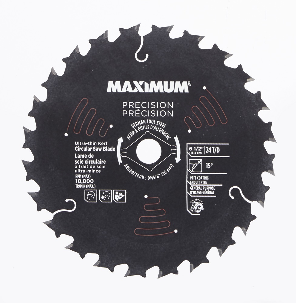 MAXIMUM 61/2in 24T Carbide Tipped Circular Saw Blade for Wood