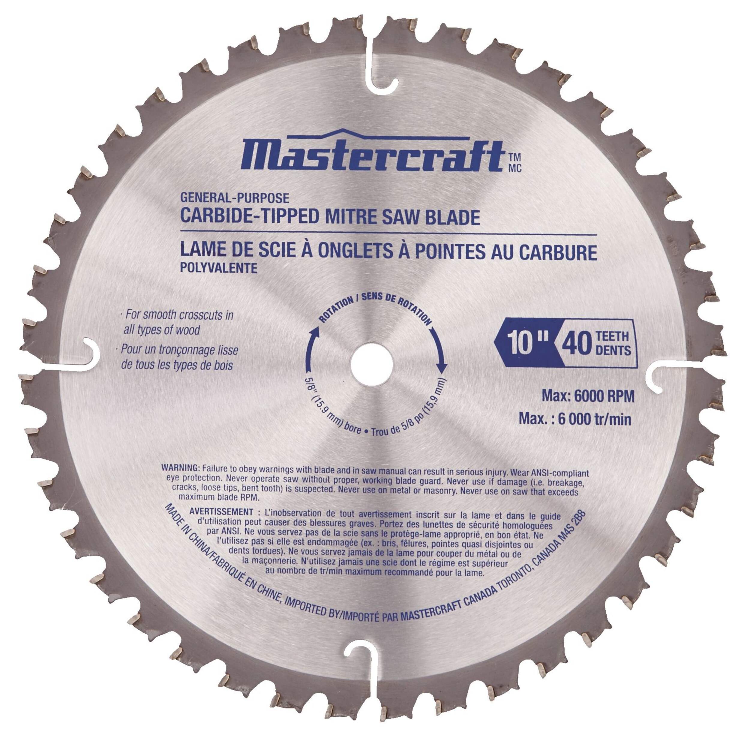 Mastercraft 10-in. 40-Tooth Mitre Blade Front_Flat