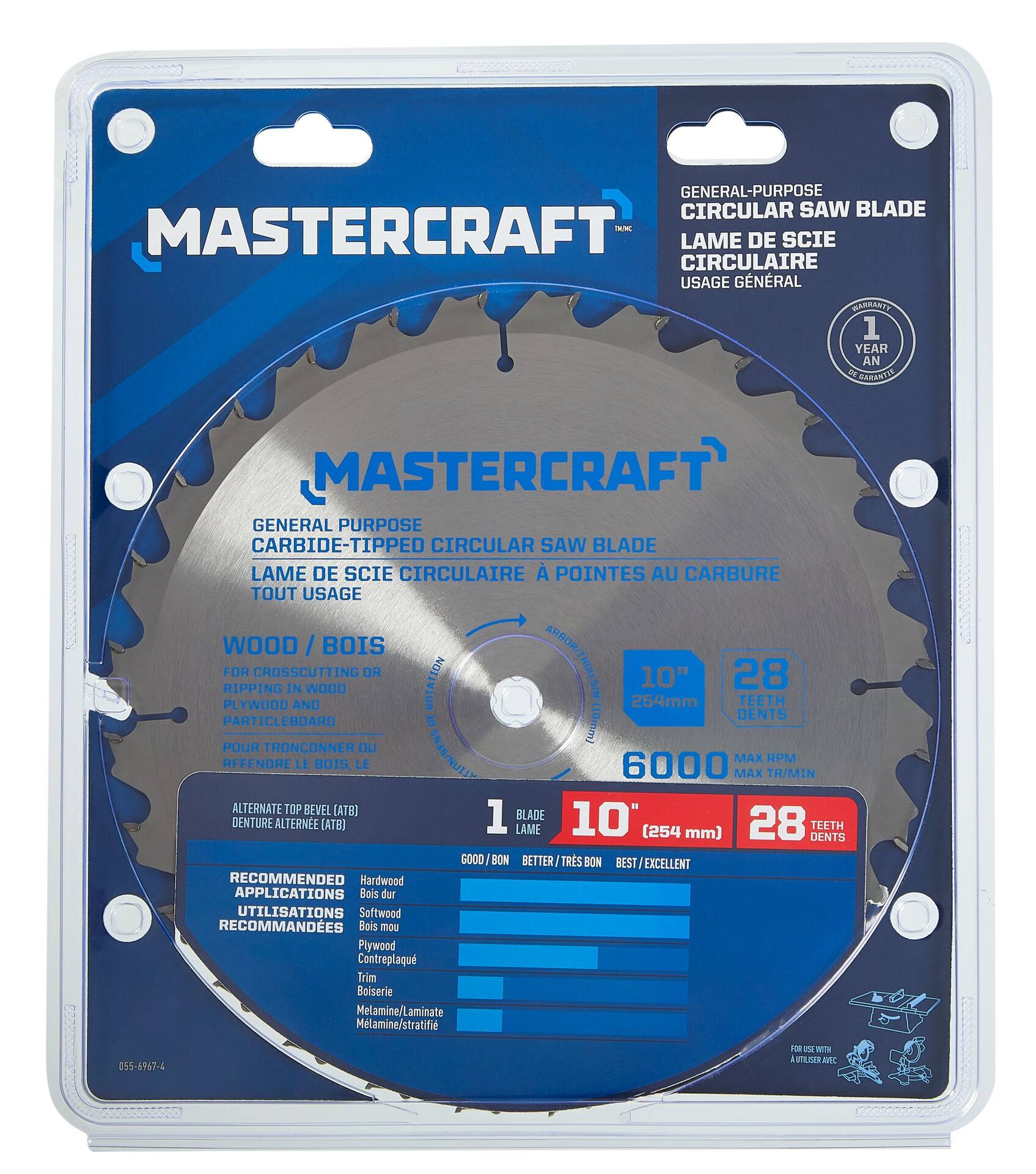 Mastercraft General Purpose Carbide Tipped Circular Saw Blade 28T 10 in Canadian Tire