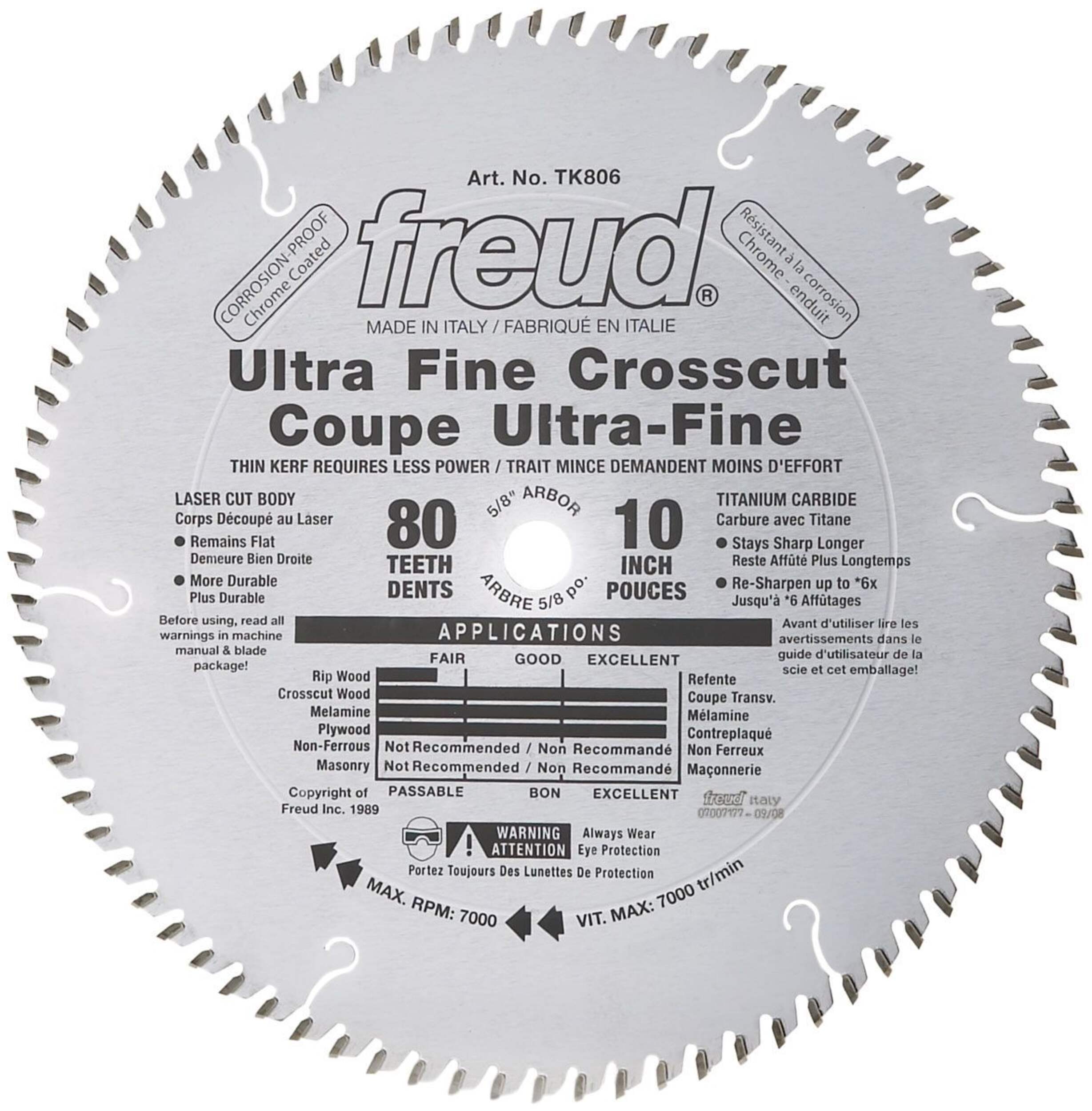 Freud 80T Circular Saw Blade, 10-in Front_Flat