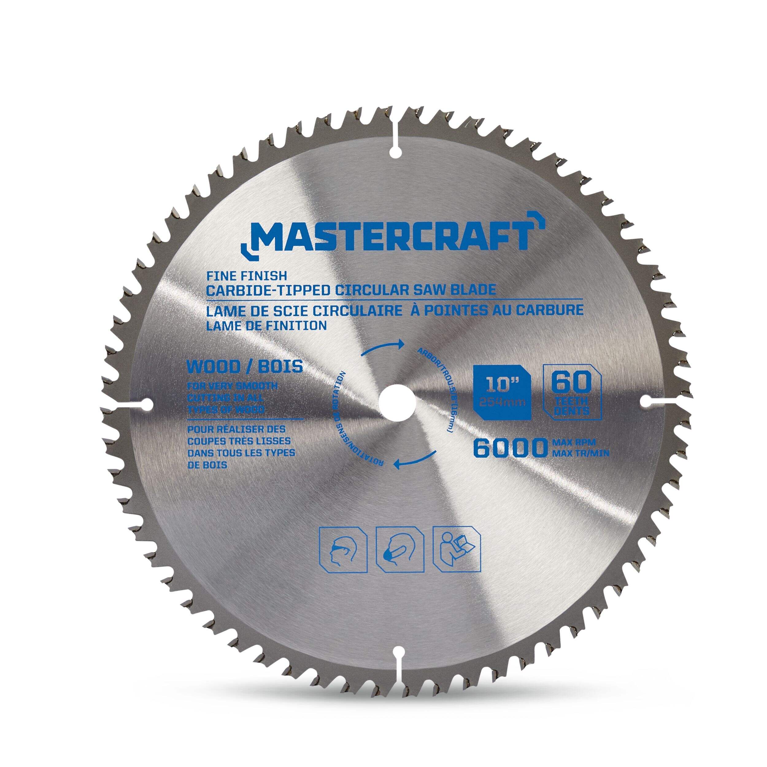 Mastercraft Fine Finish Carbide-Tipped Circular Saw Blade, 60T, 10-in Front_Flat