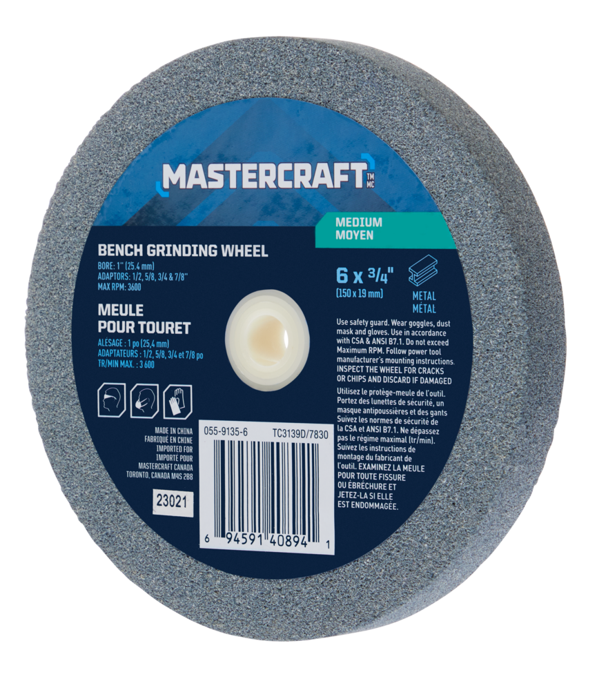 Mastercraft 6in x 3/4in 120 Grit Aluminum Oxide Bench Grinding Wheel