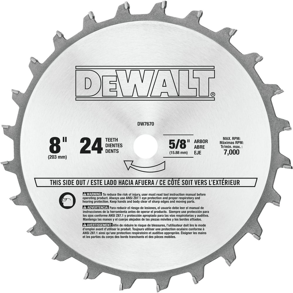 DEWALT DW7670 8-in 24T Stacked Dado Set Carbide Tipped Circular Saw Blade  for Wood Canadian Tire