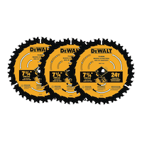 DEWALT DWA1714243 7-1/4-in 24T Carbide Tipped Circular Saw Blade Set for Wood, 3-pk Front_Flat